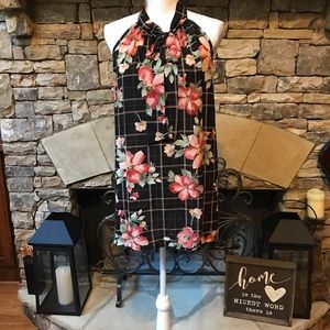 New Vision Sleeveless Tie Floral Blouse Medium